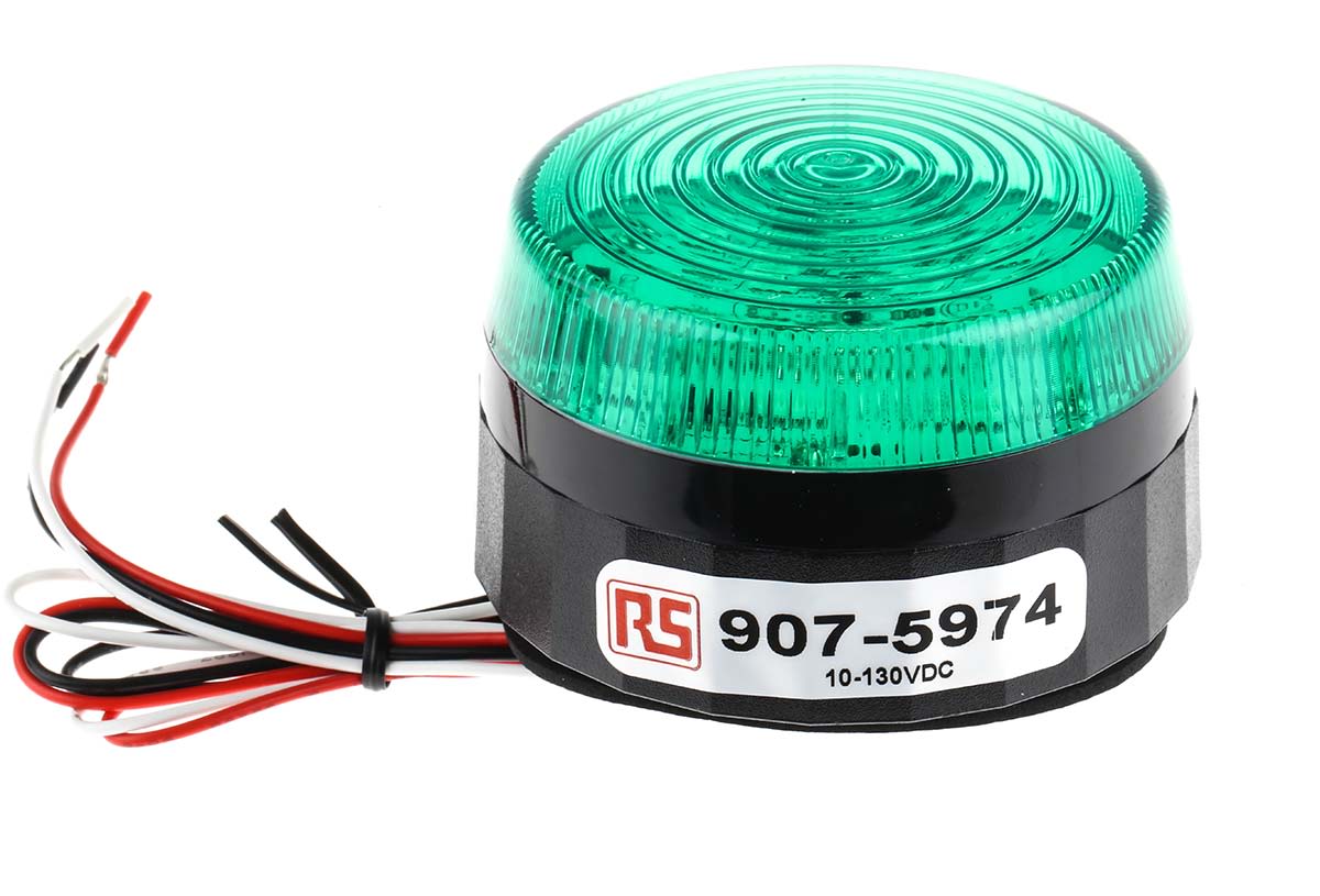 RS PRO Green Flashing Beacon, 10 → 100 V dc, Screw Mount, LED Bulb