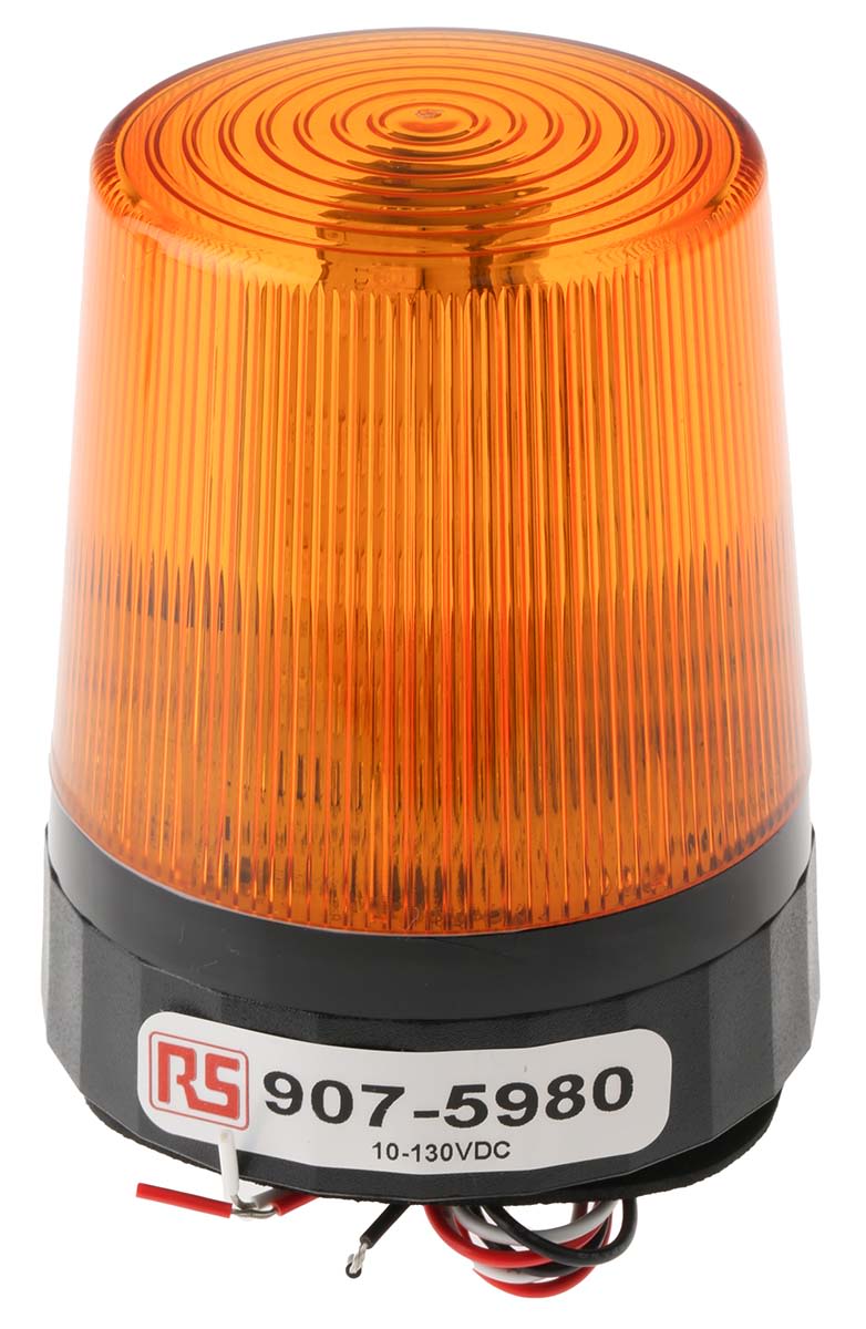 RS PRO Amber Flashing Beacon, 10 → 100 V dc, Screw Mount, LED Bulb, IP67
