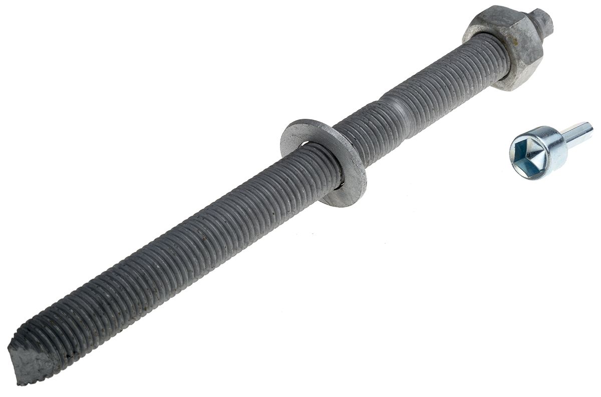 RS PRO Carbon Steel Anchor Bolt M20 x 260mm, 22mm fixing hole