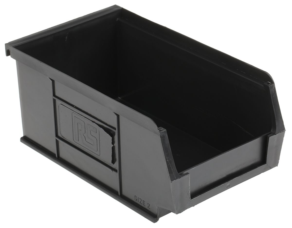 RS PRO PP Storage Bin, 75mm x 100mm, Black RS