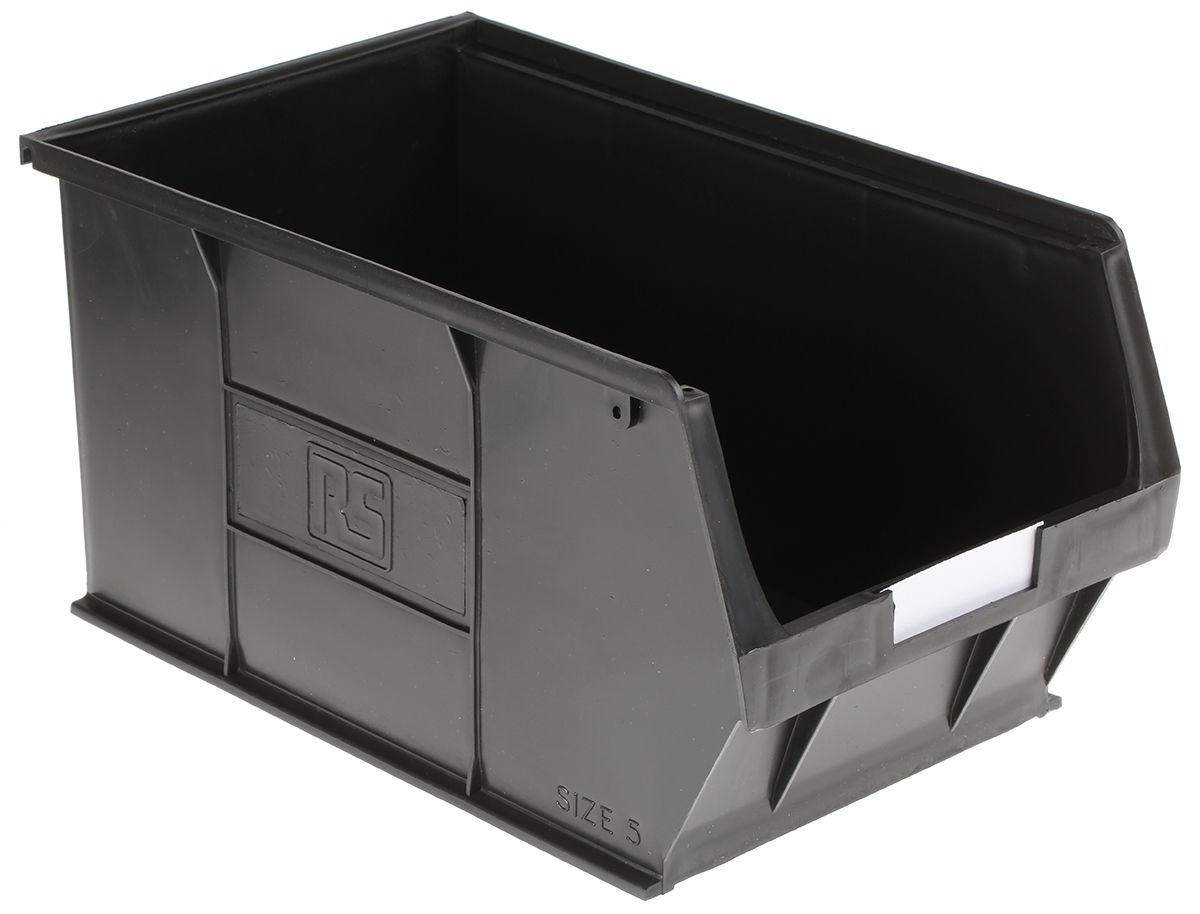 RS PRO PP Storage Bin, 182mm x 205mm, Black RS