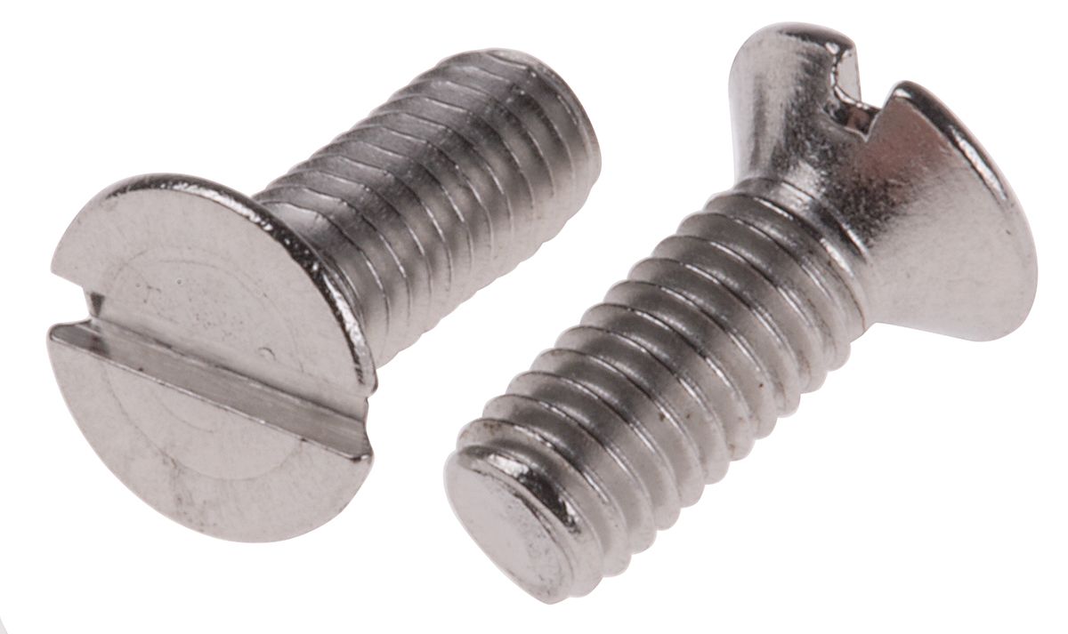 RS PRO Slot Countersunk A2 304 Stainless Steel Machine Screws DIN 963, M3x8mm