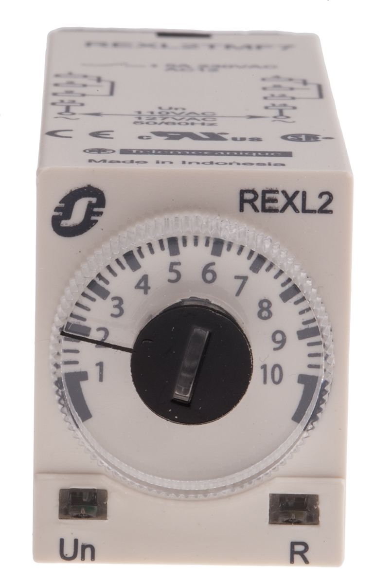 REXL2TMF7 Schneider Electric Plug In Multi Function Timer Relay, 110V