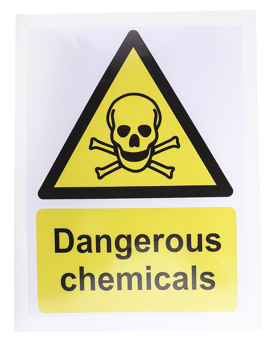 RS PRO Self-Adhesive Hazardous Substances Hazard Warning Sign (English)