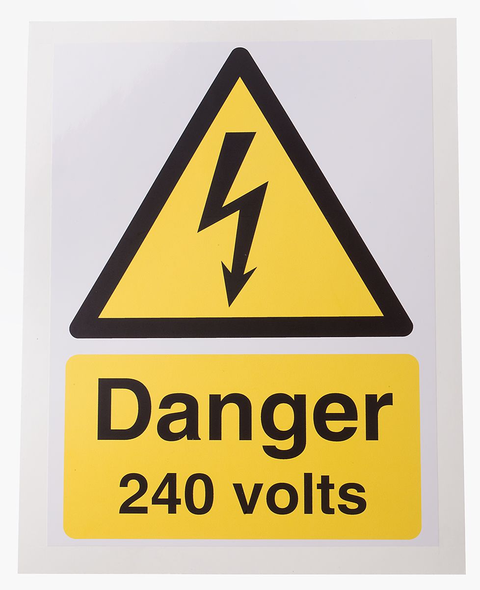 RS PRO Self-Adhesive Electrical Hazard Warning Sign (English)
