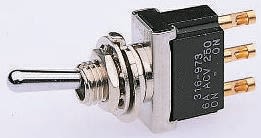 Páčkový přepínač SPDT Zap-vyp-(zap) ovládání 14 mA při 28 V DC