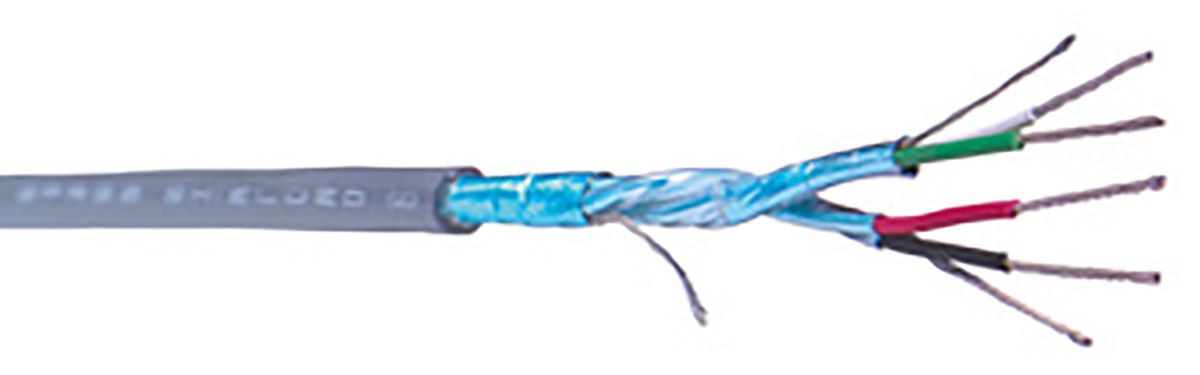 Cable de audio apantallado Belden de 4 conductores, sección 0,33 mm², Ø ext. 5.46mm, 50 Ω, long, 152m