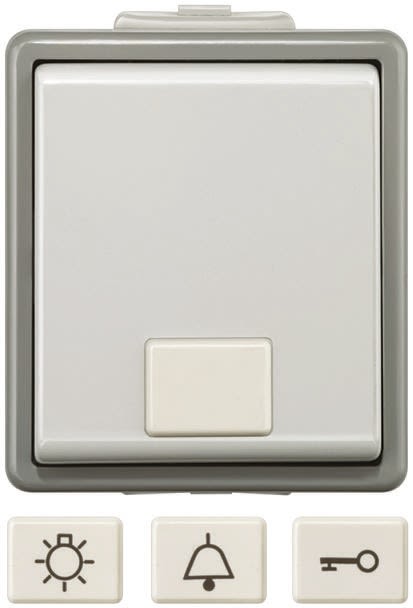 Vypínač světla, řada: Delta Tlačítko Povrch 1cestný, 230V barva Šedá 1pólový Siemens, rozsah: Delta