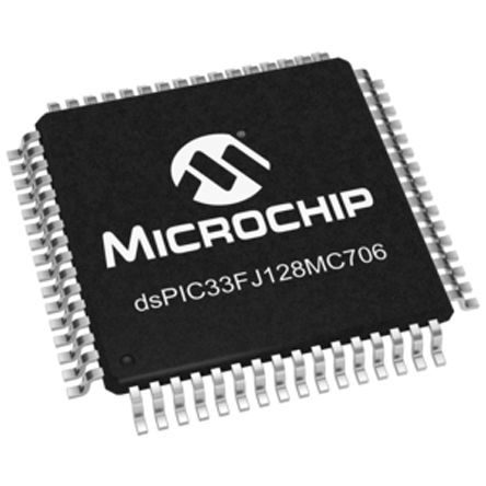 Procesador de señal digital DSPIC33FJ128MC706-I/PT, 40MHZ 16bit 16 kB RAM, 128 kB Flash, TQFP 64 pines 16 canales x 10