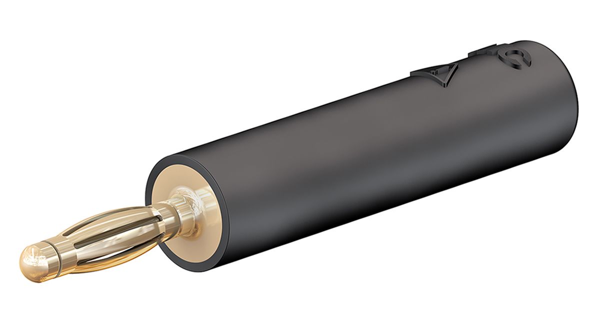 Staubli Black, Male to Female Test Connector Adapter With Brass contacts and Gold Plated - Socket Size: 4mm