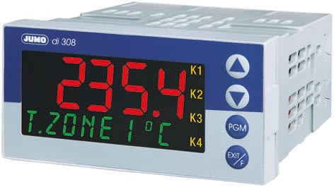Indicador de proceso Jumo di 308, con display LCD, para Corriente, Presión, Temperatura, Voltaje, dim. 96mm x 48mm
