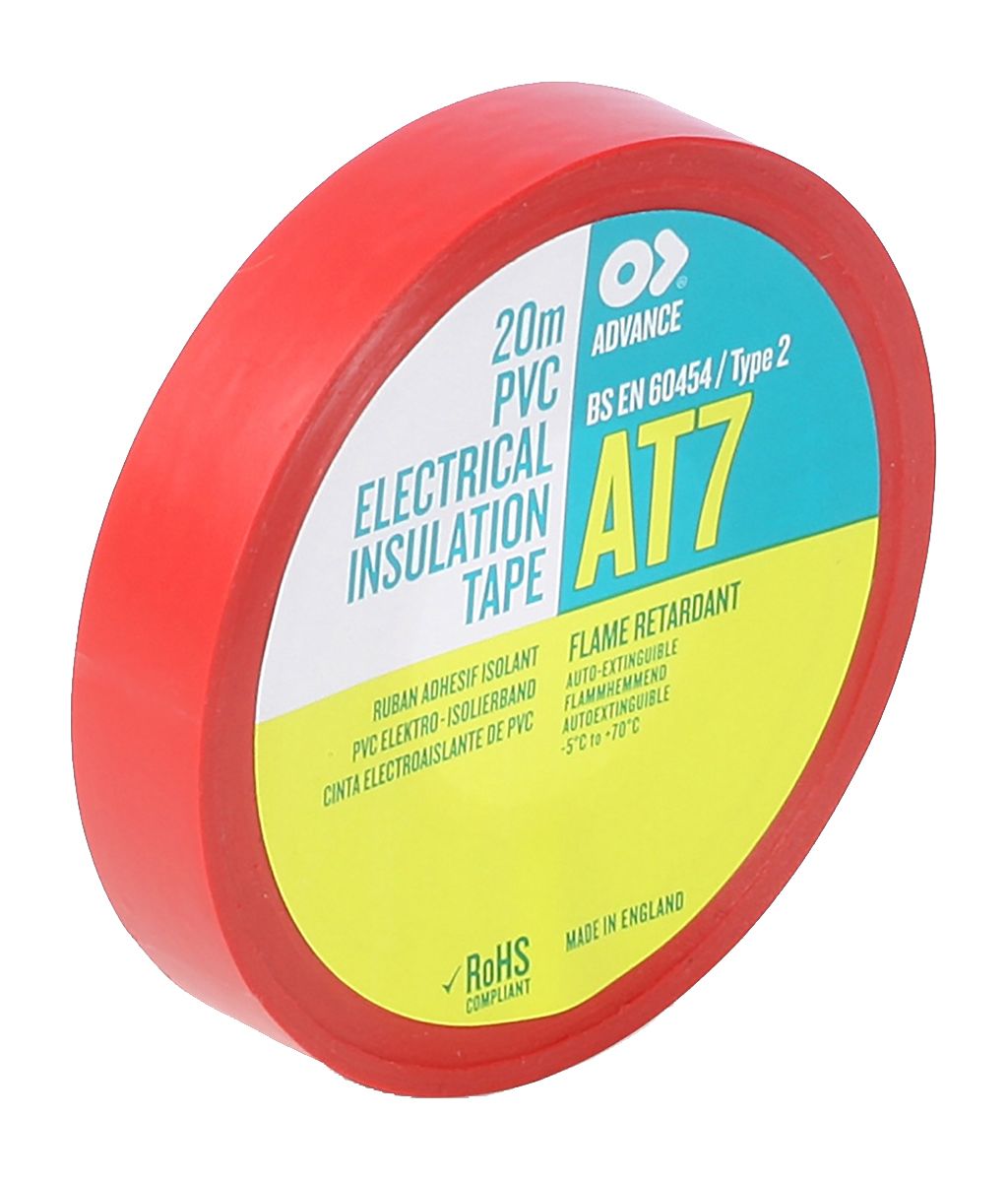 Advance Tapes AT7 Red PVC Electrical Tape, 12mm x 20m
