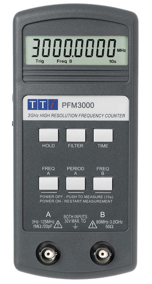 AimTTi PFM3000 Frequency Counter, 3 Hz Min, 3GHz Max, 6 Digit Resolution UKAS Calibration RS