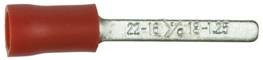 RS PRO Insulated Crimp Blade Terminal 17.6mm Blade Length, 0.5mm² to 1.5mm², 22AWG to 16AWG, Red