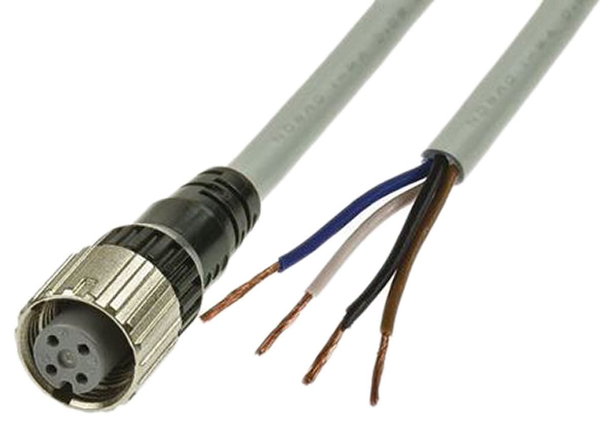 Omron XS5 Straight Female M12 to Unterminated Sensor Actuator Cable, 4 Core, TPE, 2m