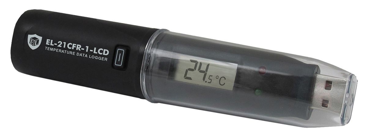 Lascar EL-21CFR-1-LCD Temperature Data Logger, 1 Input Channel(s), Battery-Powered