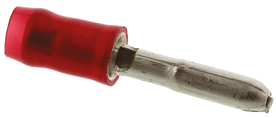 TE Connectivity, PIDG Insulated Male Crimp Bullet Connector, 0.5mm² to 1mm², 20AWG to 15AWG, 3mm Bullet diameter, Red