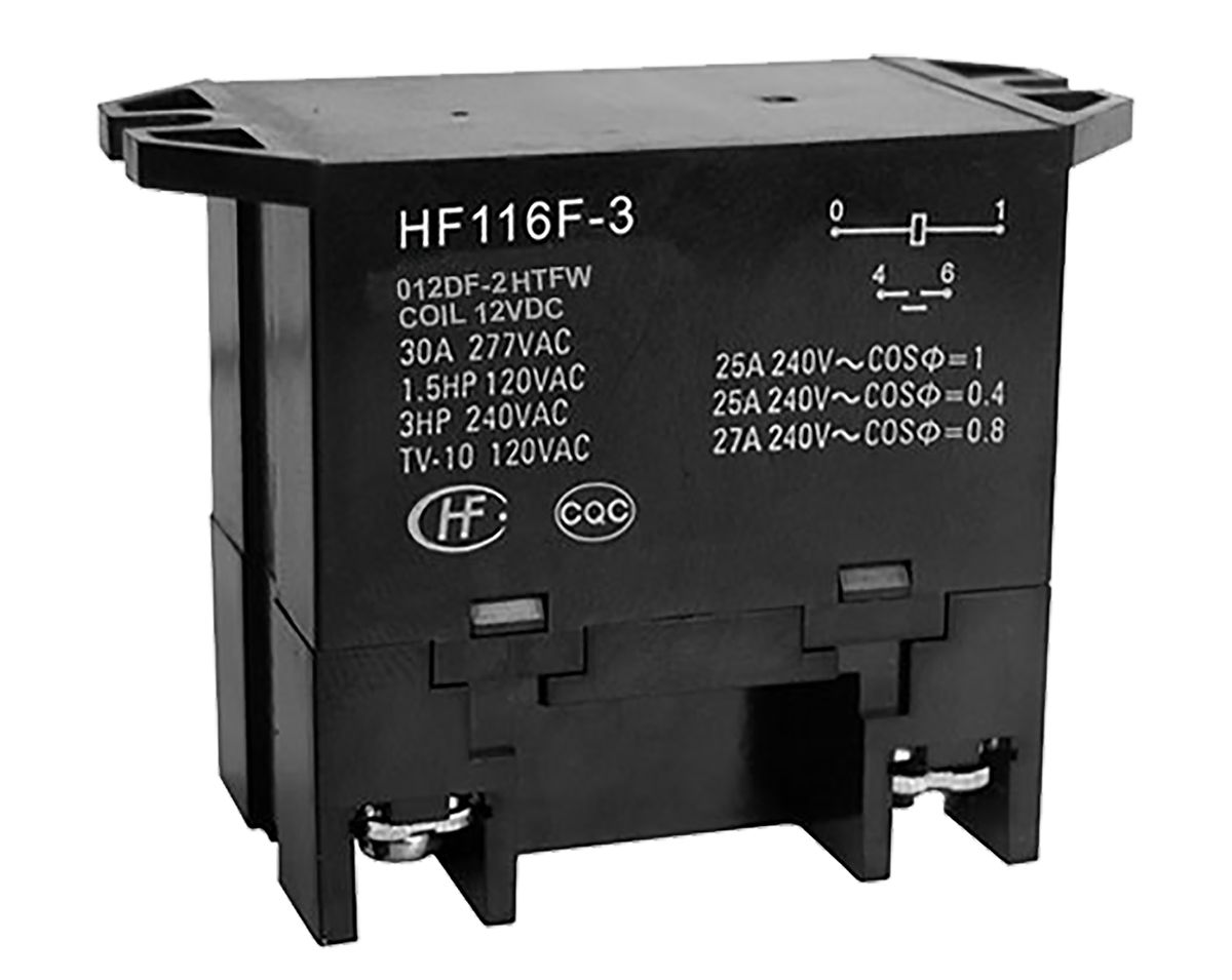 Hongfa Europe GMBH Flange Mount Power Relay, 12V dc Coil, 25A Switching Current, DPNO