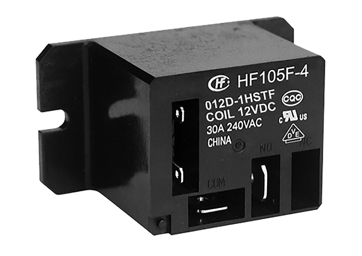 Hongfa Europe GMBH Plug In Power Relay, 12V dc Coil, 40A Switching Current, SPNO