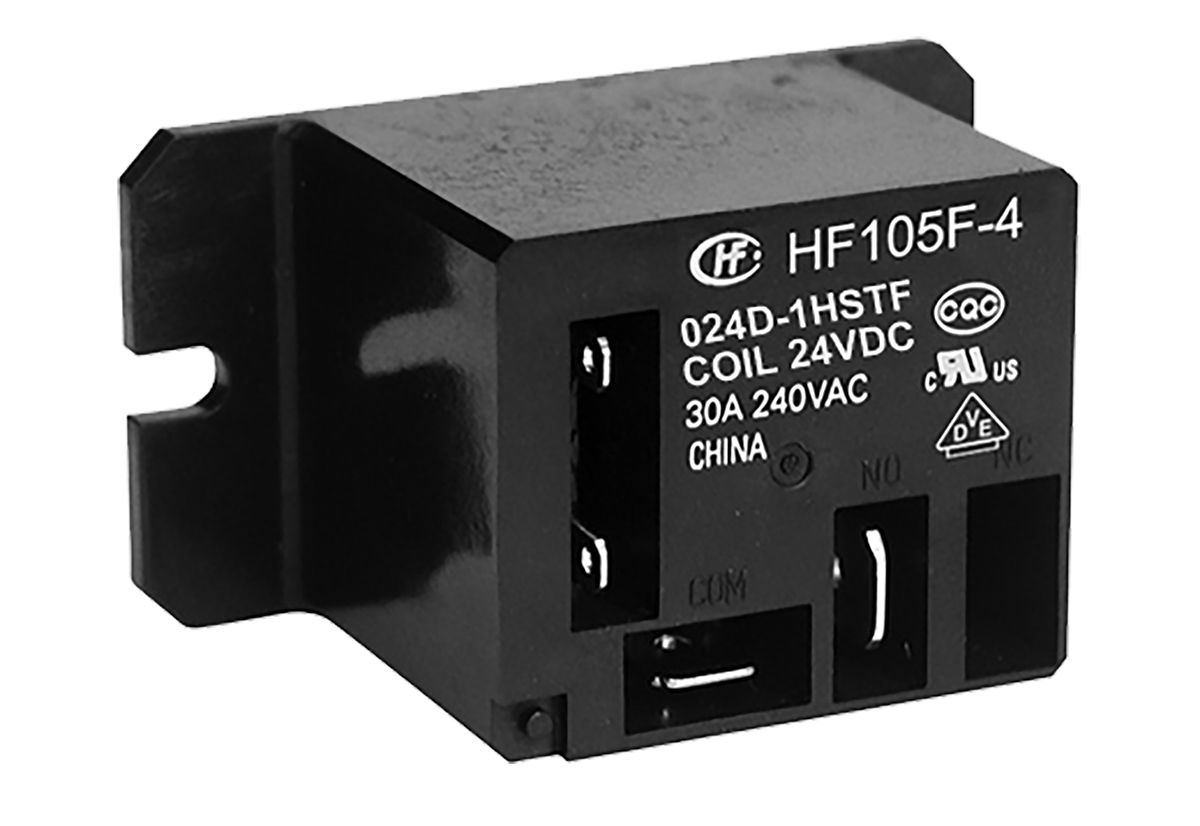 Hongfa Europe GMBH Flange Mount Power Relay, 24V dc Coil, 40A Switching Current, SPNO