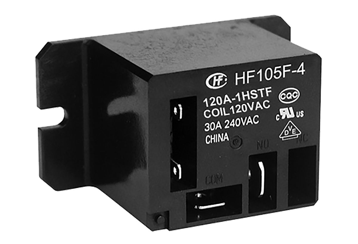 Hongfa Europe GMBH Flange Mount Power Relay, 120V ac Coil, 40A Switching Current, SPNO
