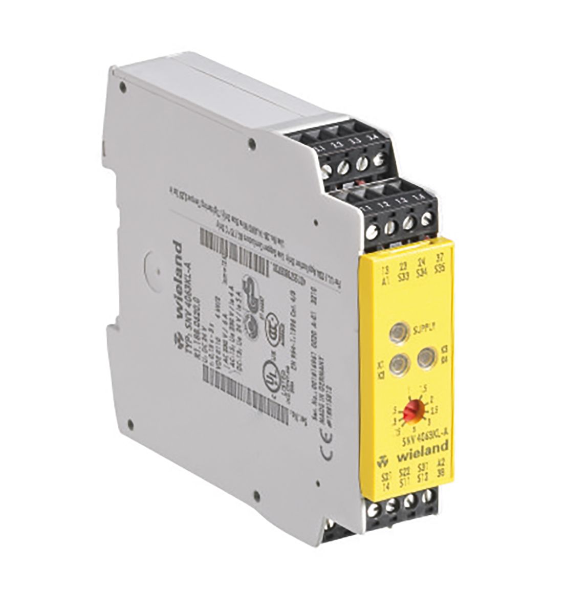 Wieland SNV 4063KL Series Dual-Channel Emergency Stop, Light Beam/Curtain, Safety Switch/Interlock Safety Relay, 24V