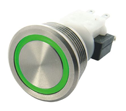 ITW Switches H48M Series Illuminated Momentary Push Button Switch, Panel Mount, SPDT, 19.56mm Cutout, Red LED, 250V ac,