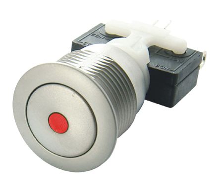 ITW Switches H48M Series Illuminated Latching Push Button Switch, Panel Mount, SPDT, 19.56mm Cutout, Blue LED, 250V ac,