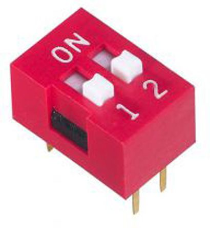 2 Way Through Hole DIP Switch DPST, Recessed Actuator