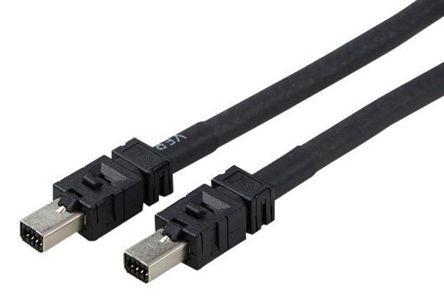 TE Connectivity Ethernet Cable, Mini I/O to Mini I/O, Black PUR Sheath, 2m