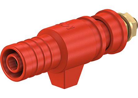 Staubli 32A, Red Binding Post With Brass Contacts and Gold Plated - 4mm Hole Diameter
