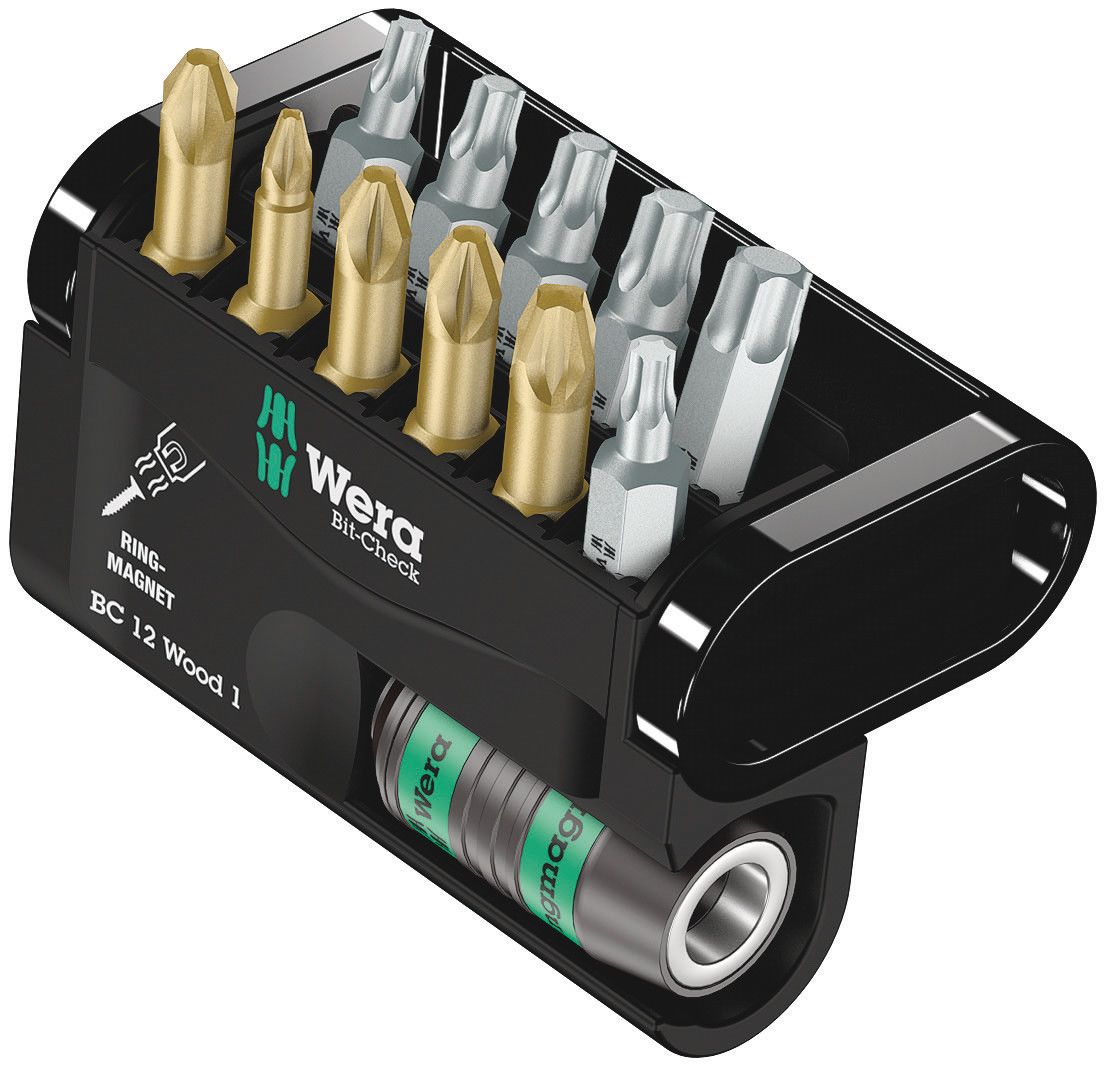 057423 Wera Impact Bit Set 12 Pieces, Hexagon, Phillips, Pozidriv