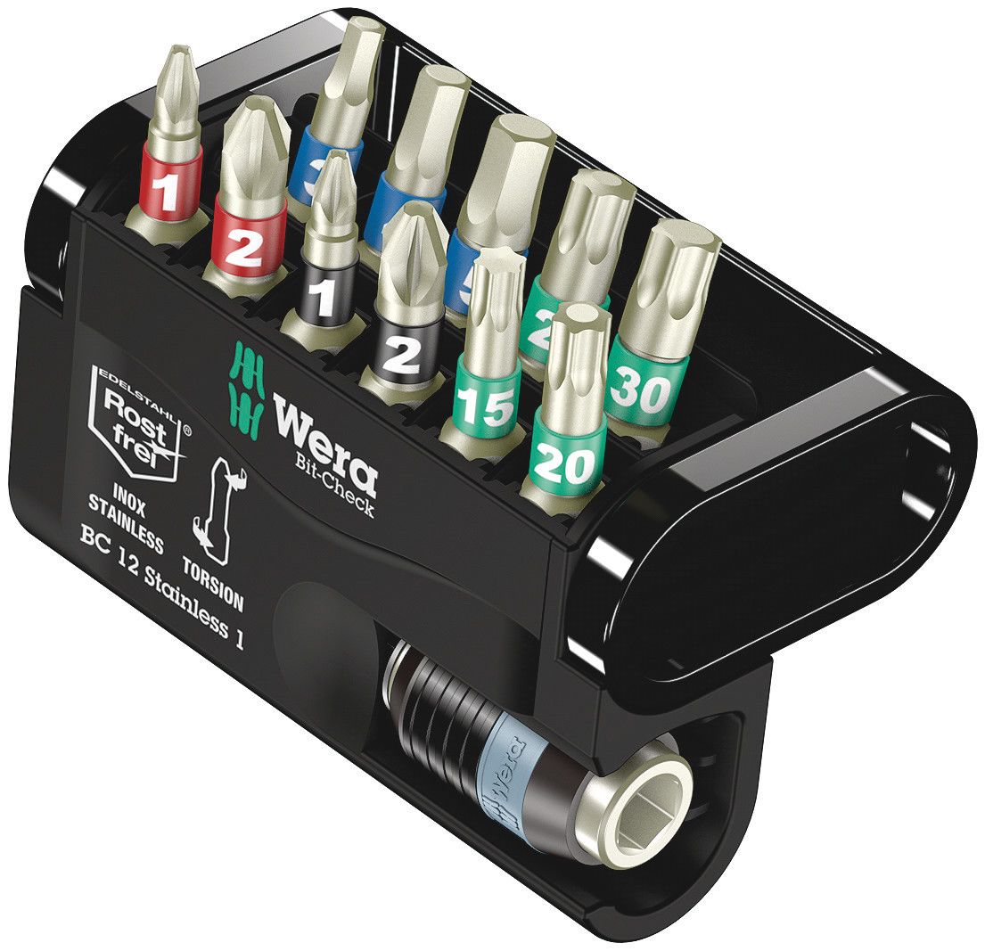 057425 Wera Impact Bit Set 12 Pieces, Hexagon, Phillips, Pozidriv