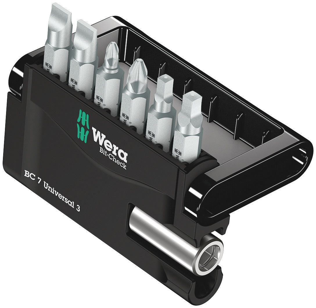 340322 Wera Driver Bit Set 7 Pieces, Hexagon, Phillips, Slotted