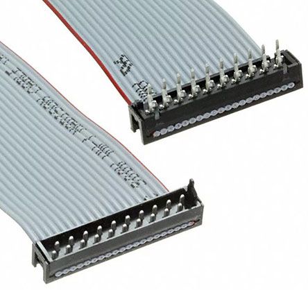 TE Connectivity 1.27mm Male Micro-MaTch IDC to Male Micro-MaTch IDC Flat Ribbon Cable, Grey Sheath, 150.5mm Length