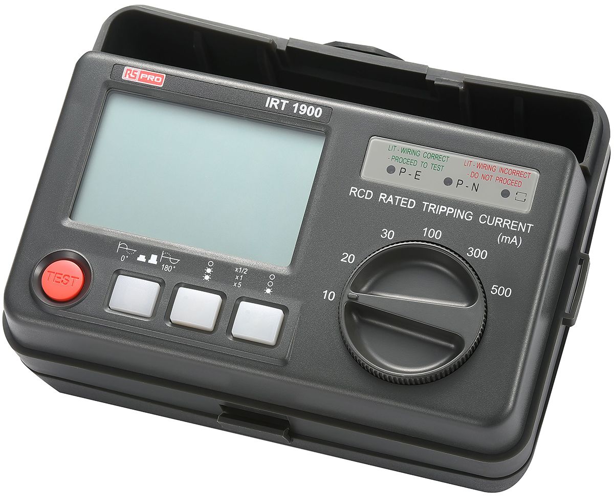 RS PRO Digital RCD Tester, RCD Test Type AC, RCD Test Current 10mA RS Calibration