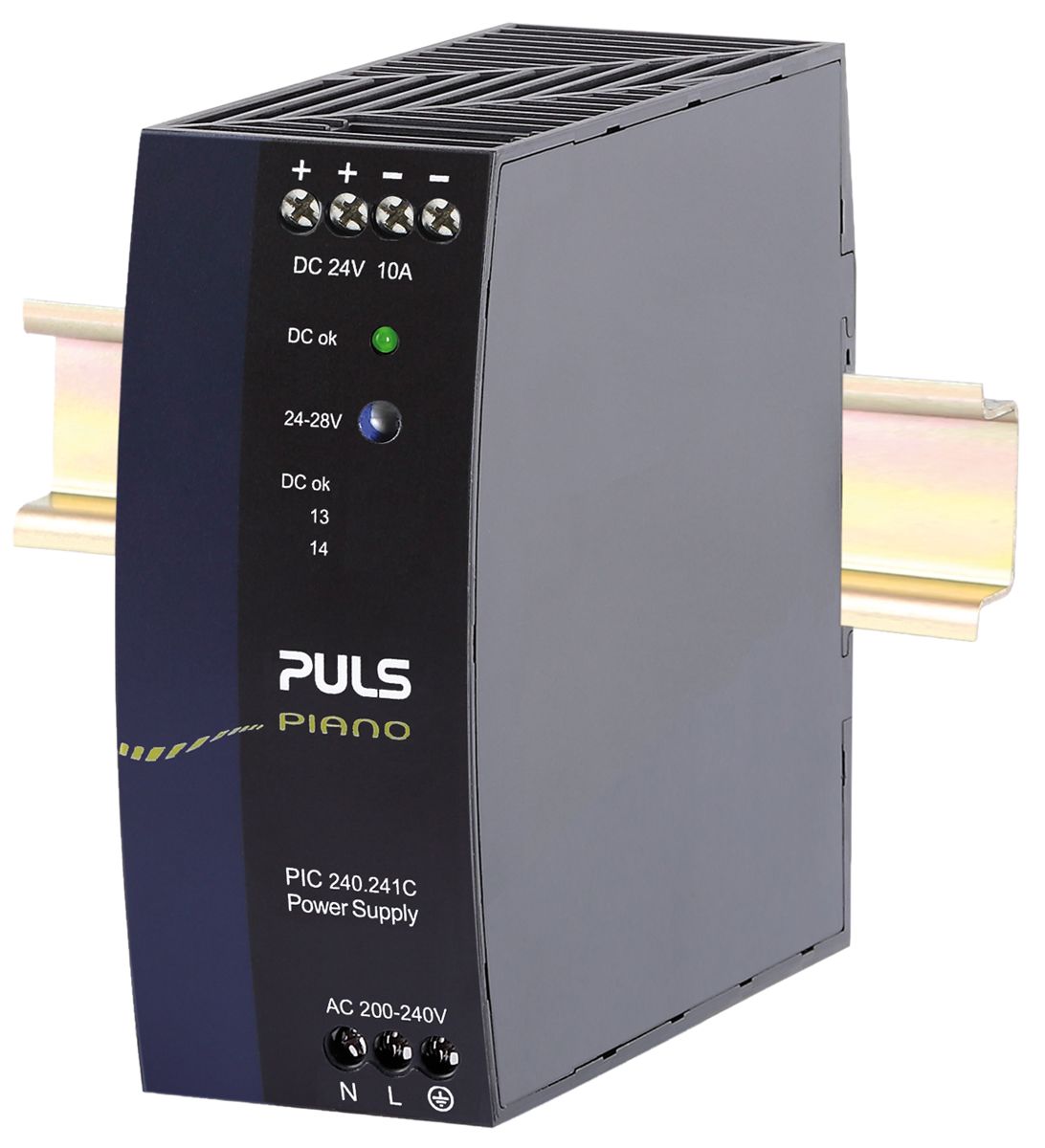 PULS PIANO Switch Mode DIN Rail Power Supply, 230V ac, 24V dc dc Output, 10A Output, 240W