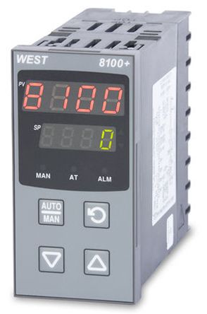West Instruments P8100+ DIN Rail PID Temperature Controller, 48 x 96mm 1 Input, 3 Output Relay, 100 → 240 V ac