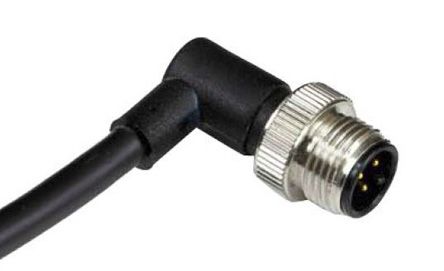 RS PRO Right Angle Male M12 to Unterminated Sensor Actuator Cable, 5 Core, PUR, 2m