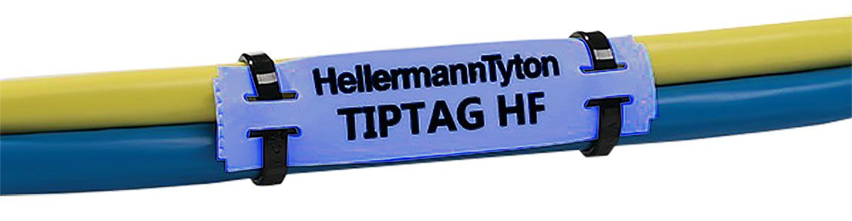 HellermannTyton TIPTAG Blue Cable Labels, 100mm Width, 11mm Height, 120 Qty