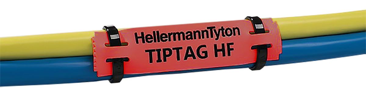 HellermannTyton TIPTAG Red Cable Labels, 100mm Width, 11mm Height, 120 Qty