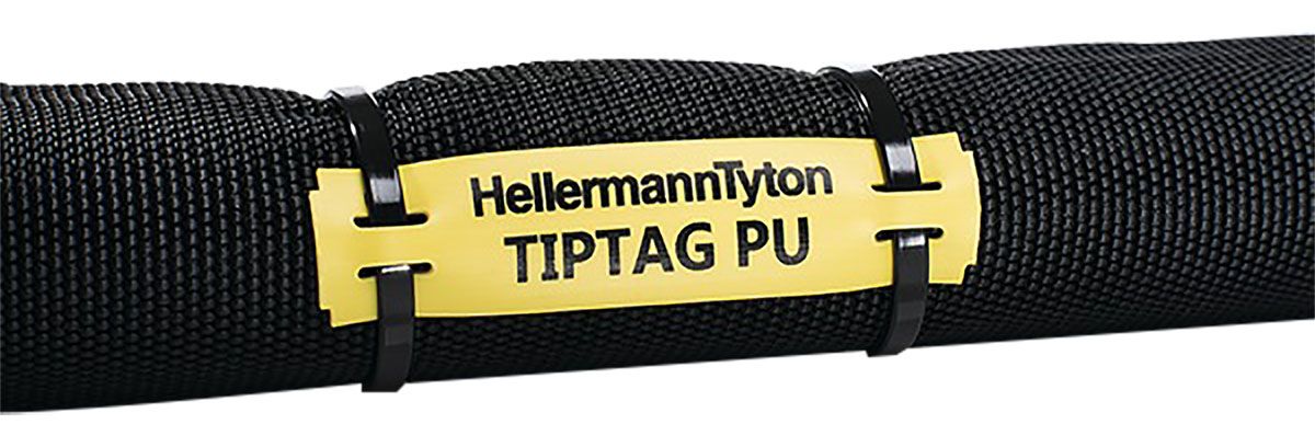 HellermannTyton TIPTAG Yellow Cable Labels, 100mm Width, 11mm Height, 125 Qty