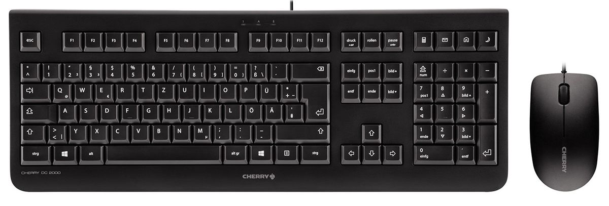 Cherry Wired Keyboard and Mouse Set, AZERTY, Black