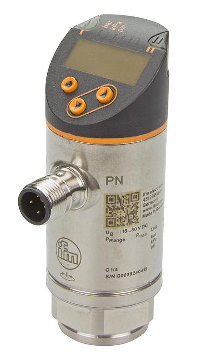 ifm electronic Pressure Sensor, -1bar Min, 1bar Max, 2x PNP/NPN-NO/NC Output, Relative Reading