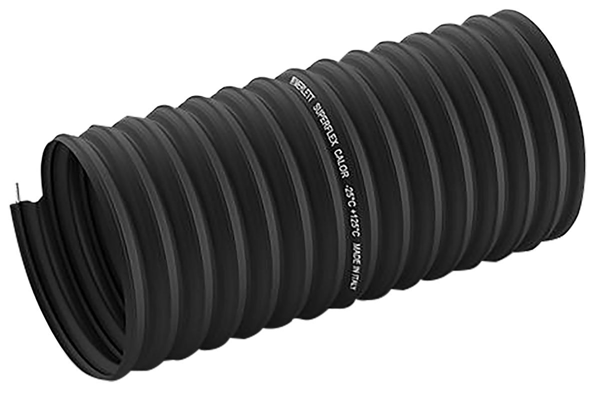 Merlett Plastics Thermoplastic Rubber 10m Long Black Flexible Ducting Reinforced, 50mm Bend Radius