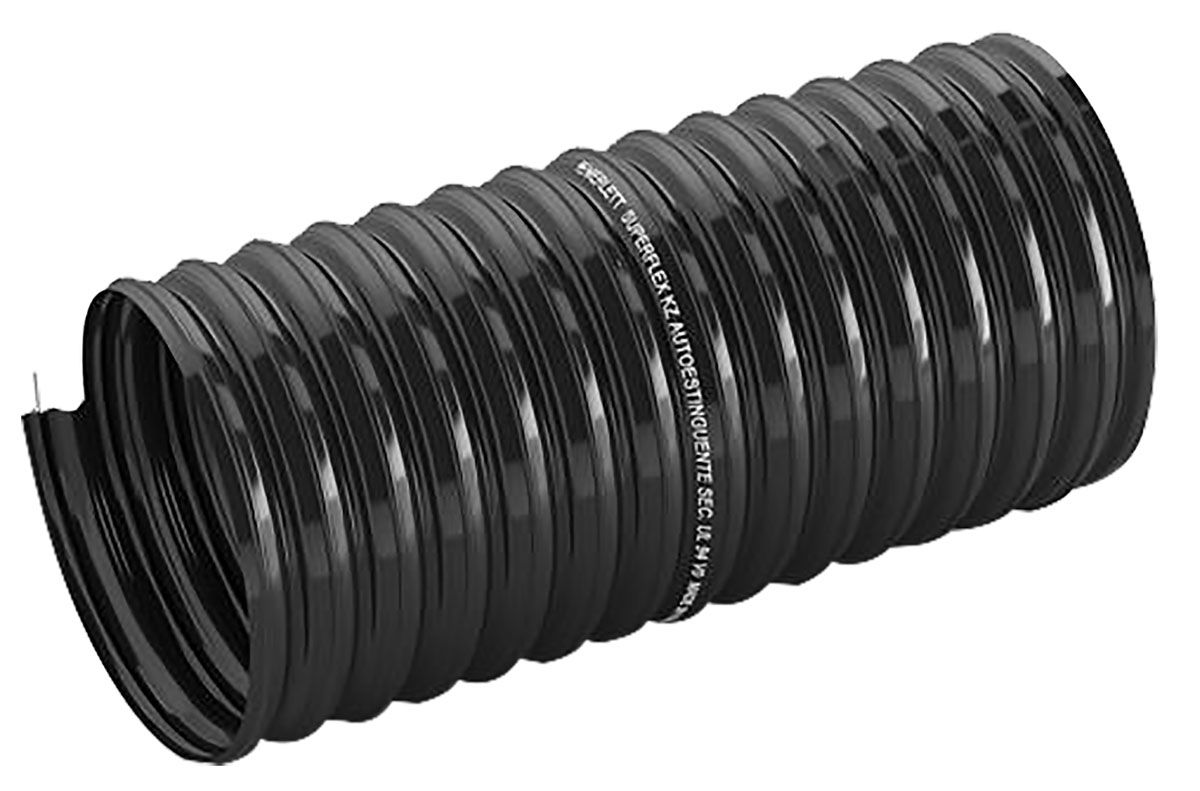 Merlett Plastics Thermoplastic Rubber 10m Long Black Flexible Ducting Reinforced, 100mm Bend Radius