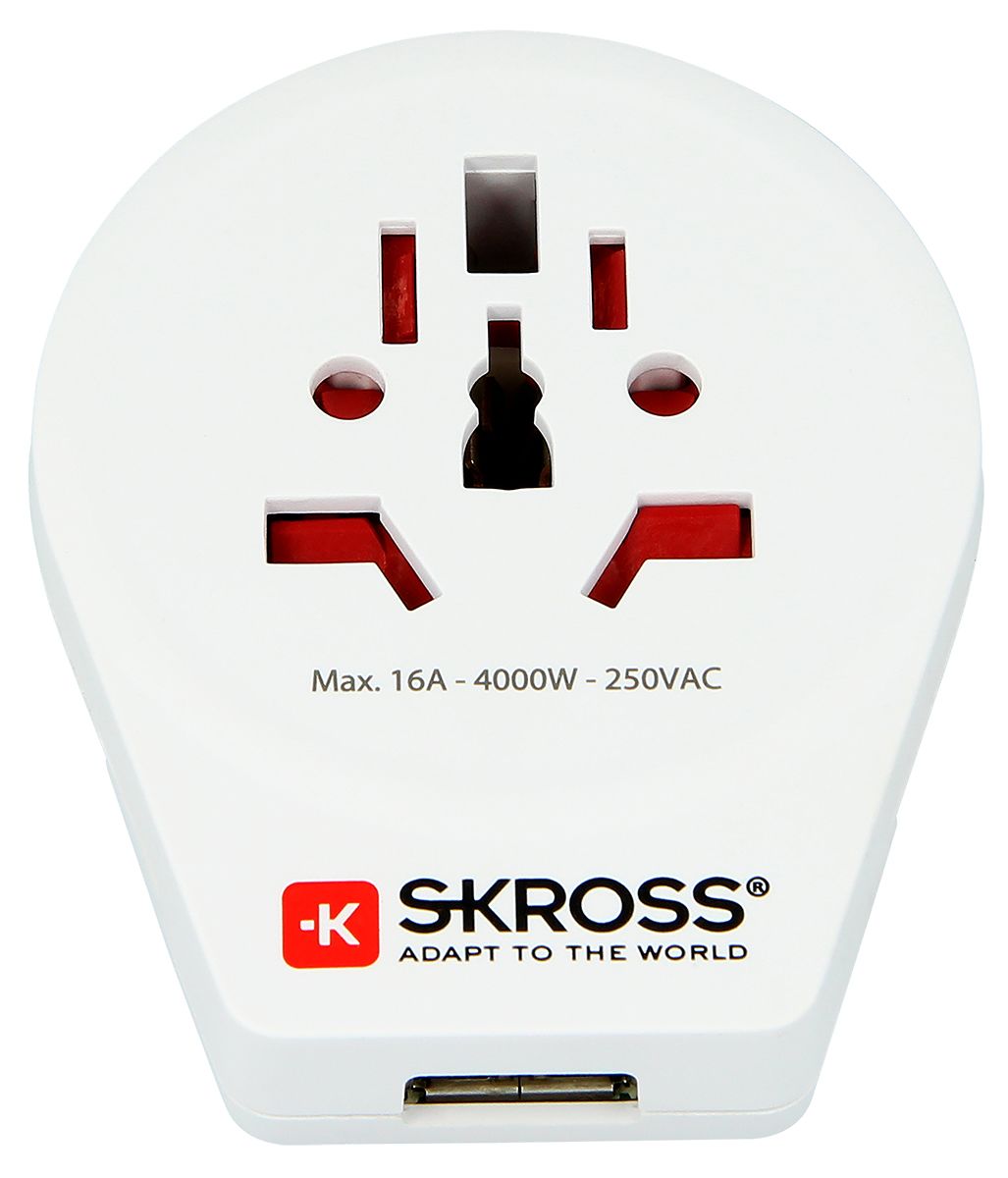 SKROSS World to Europe Travel Adapter, Rated At 16A