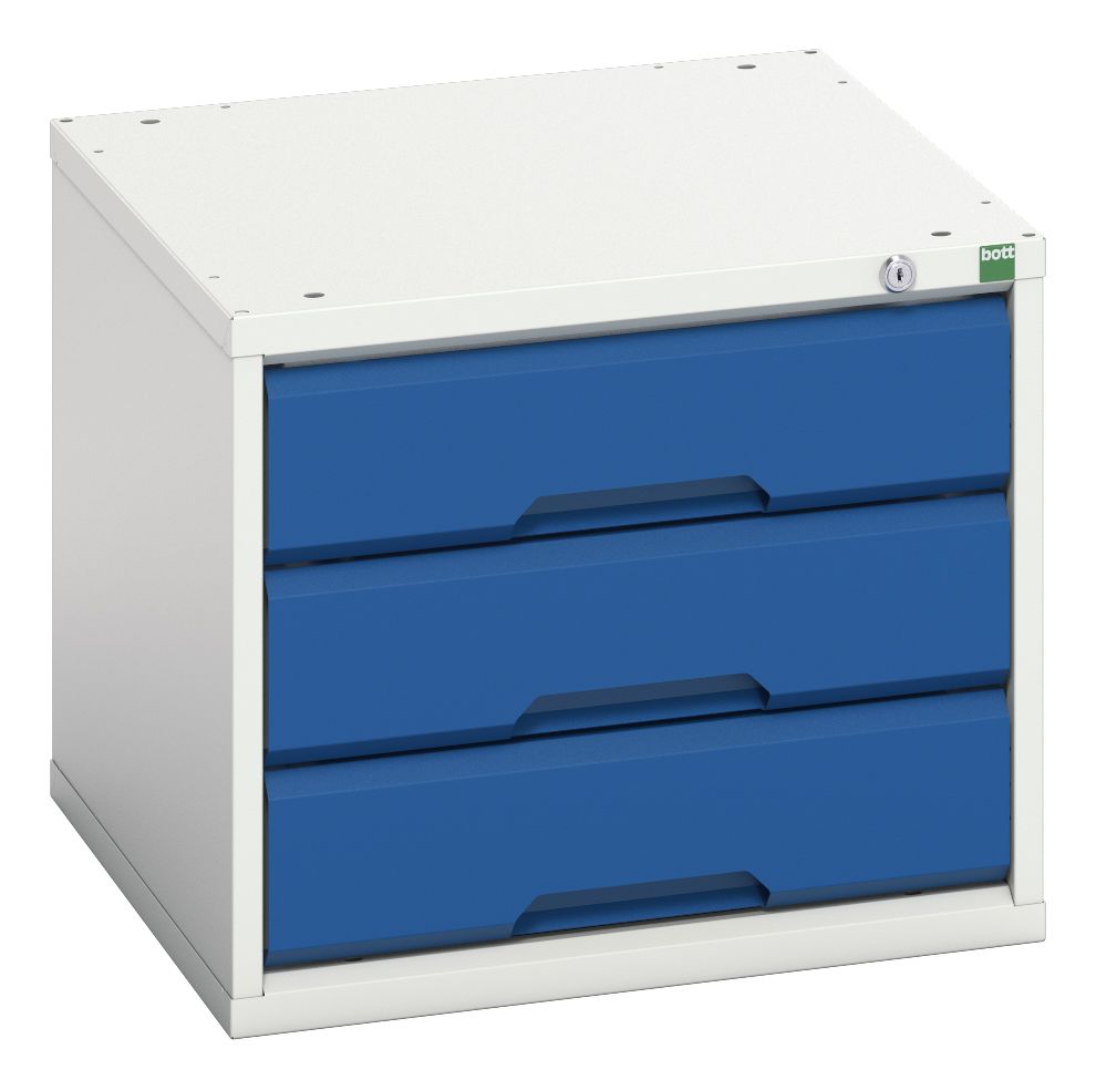 Bott 3 Drawer Storage Unit, Steel, 450mm x 525mm x 550mm, Blue