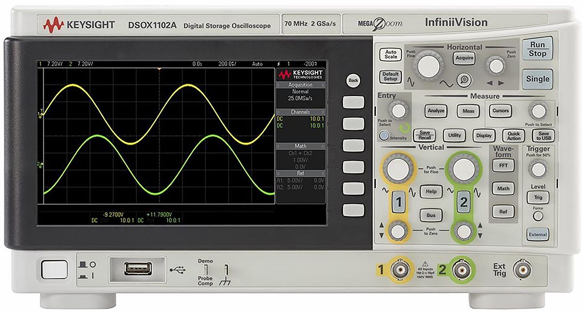 Keysight Technologies DSOX1102A Bench Oscilloscope, 70MHz, 2 Analogue