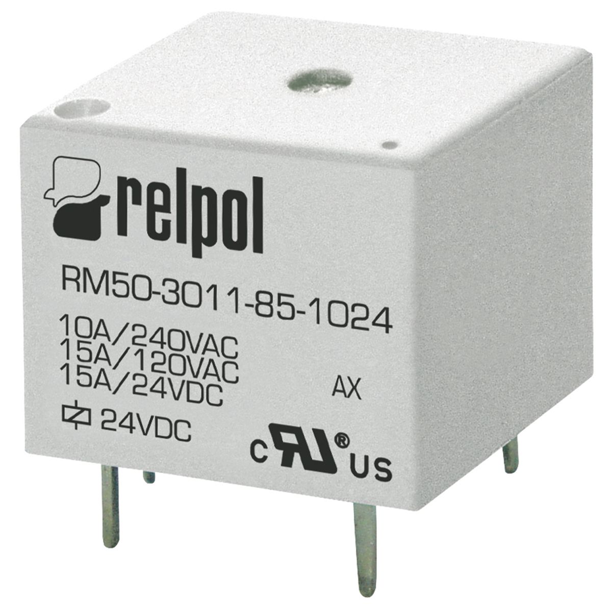 Relpol PCB Mount Power Relay, 24V dc Coil, 15A Switching Current, SPDT